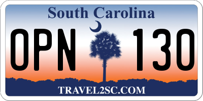 SC license plate OPN130