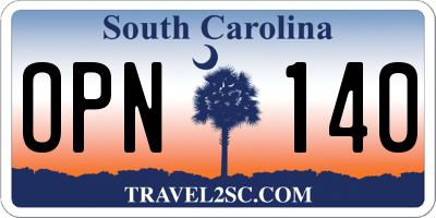 SC license plate OPN140