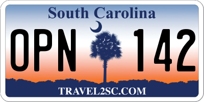 SC license plate OPN142