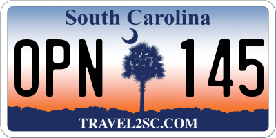 SC license plate OPN145
