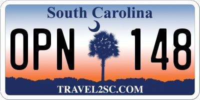 SC license plate OPN148