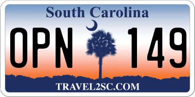 SC license plate OPN149