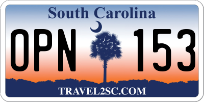 SC license plate OPN153