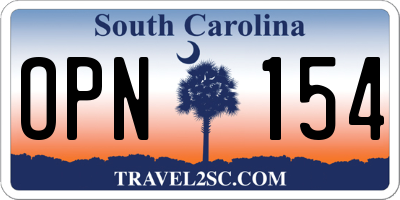 SC license plate OPN154