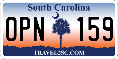 SC license plate OPN159