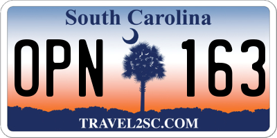 SC license plate OPN163