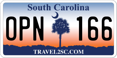 SC license plate OPN166