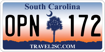 SC license plate OPN172