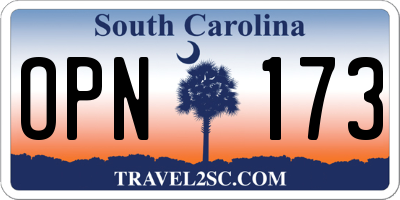 SC license plate OPN173
