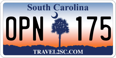 SC license plate OPN175