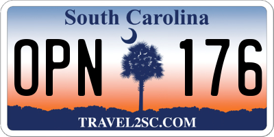 SC license plate OPN176