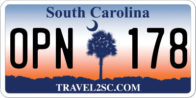 SC license plate OPN178
