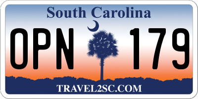 SC license plate OPN179
