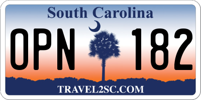 SC license plate OPN182