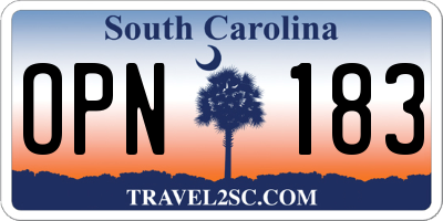 SC license plate OPN183