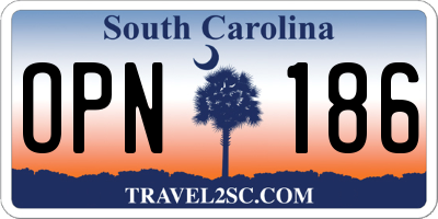 SC license plate OPN186