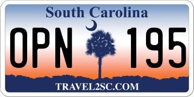 SC license plate OPN195