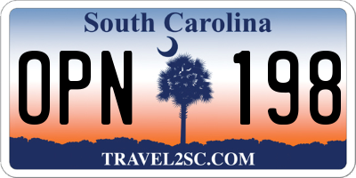 SC license plate OPN198