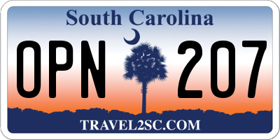 SC license plate OPN207
