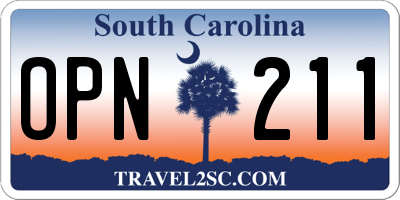 SC license plate OPN211