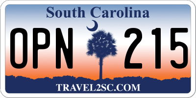SC license plate OPN215