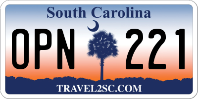 SC license plate OPN221