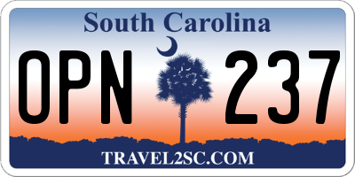 SC license plate OPN237