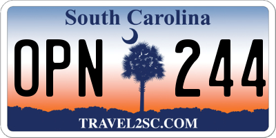 SC license plate OPN244