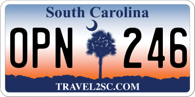 SC license plate OPN246