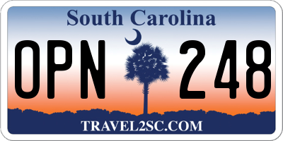 SC license plate OPN248