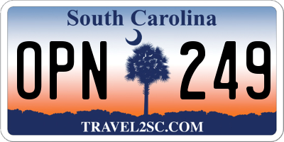 SC license plate OPN249