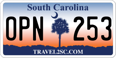SC license plate OPN253