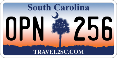SC license plate OPN256