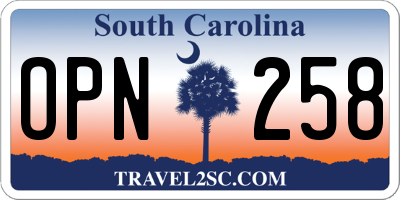 SC license plate OPN258