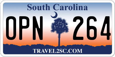 SC license plate OPN264