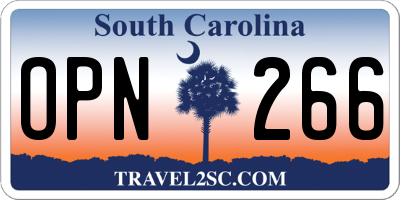 SC license plate OPN266