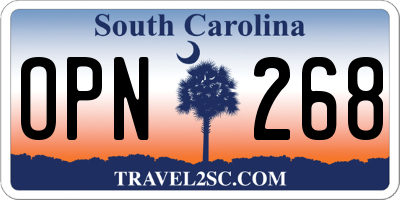 SC license plate OPN268
