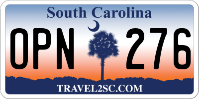 SC license plate OPN276