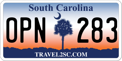 SC license plate OPN283