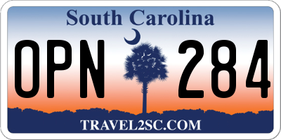 SC license plate OPN284
