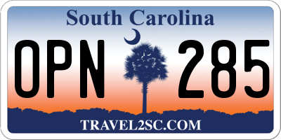 SC license plate OPN285
