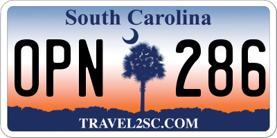 SC license plate OPN286