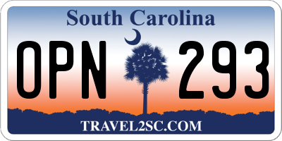 SC license plate OPN293