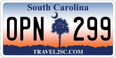 SC license plate OPN299