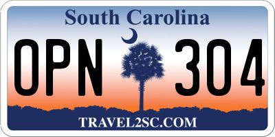 SC license plate OPN304