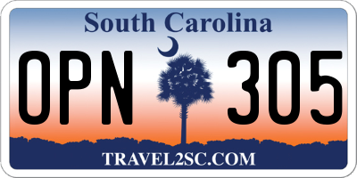 SC license plate OPN305