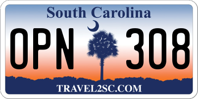 SC license plate OPN308