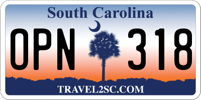 SC license plate OPN318