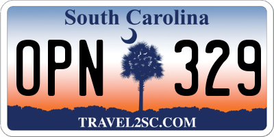 SC license plate OPN329