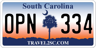 SC license plate OPN334